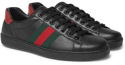 gucci black leather sneakers woman|authentic gucci sneakers for men.